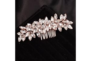 Chargances Bride Rose Gold Crystal Hair Comb Wedding Rhinestone Comb Fashion Handmade Hair Accessory Dainty Head Piece for Women Bridesmaid Girls (Rose Gold)