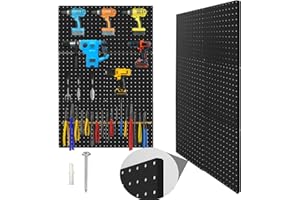 Hogurity Peg Board, 6 Pack Metal Pegboard Panels Grey Pegboards Wall Organizer with Bent Frame Large Heavy Duty Peg Board for Walls Home, Garage Tool Storage, Office Organization, Craft Room, Kitchen