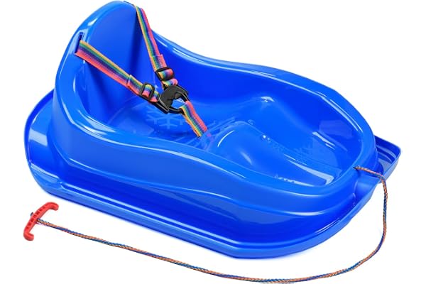 GaGaDumi släde mini-plastsläde för barn, minibob av robust plast, upp till 20 kg, upp till 3 år, ergonomisk form, högt ryggstöd, säkerhetsbälten