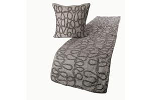 THE HOMECENTRIC King/Queen/Twin Bed Runner King Size 225x45 cm Bed Runner WITH 2 Cushion Cover, Grey Designer Bed Scarf in Linen with Embroidery Bed Linen Foot Warmer Home Living - Grace Forever