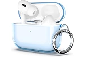 ‎ULAK ULAK AirPods Pro Case, Transparent Shockproof Case, Thin Protective Case with Carabiner, Transparent Charging Case for Apple AirPods Pro 2022/2019 (LED Visible on the Front) - Blue