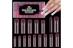 EBANKU 140 PCS Unghie Finte Nail System Dual Nail Form, Rosa Riutilizzabili Nail Dual Form Kit Nail Form Quadrate Acrilico Tips Unghie con Scala Graduata per Unghie Strumenti, 14 Misure