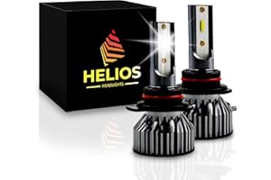 HELIOS HEADLIGHTS HELIOS HIR2 / 9012 Headlight Bulbs Led 18000 LM Super Bright Fan Cooling All In One Cool White Conversion Kit Hi/Lo (DC 9-30V) 6000K (36W x2) 30,000Hours over 200% Brighter, Braided Cable