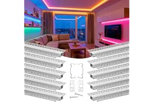 VEVOR LED-remsa aluminiumprofilsats 10 st infälld längd 2 m, förpackning med 10 LED-gipsskivor ljuskanaler väggbelysning tak