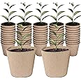 XIZAO Round Fibre Seed Pots, Biodegradable Plant Pots Germination Seedling Pots for Plant Cultivation Compostable Containers 50 Pcs