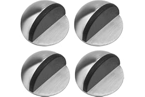 CHYAYA Door Stoppers,4 Pack Stainless Steel Door Stops Oval Floor Mounted with Screws and Self-Adhesive Pads- Sound Dampening Rubber Buffer, Durable for Home Office Use