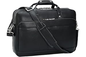 TIDING Men's Leather Briefcase for 17 Inch Laptop Business Travel Computer Bag Large Capacity Messenger Bags for Work Office, Black