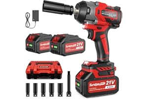 SundpeyPRO Cordless Impact Wrench 800N·m(600Ft-lbs) - 1/2 Inch Brushless Cordless Impact Gun with 2 * 4.0Ah Battery - 2800RPM High Torque Electric Impact Driver with 5 Sockets & Case for Car Lug Nuts