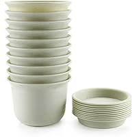 T4U Ф11cm Pflanztöpfe Kunststoff mit Untersetzer Beige 10er-Set, Anzuchttöpfe Nursery-Pot Klein für Sämlinge…
