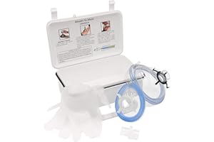 Primacare KC-1010 Mouth to Mask CPR Kit for Emergency Responders, One Way Valve and Child/Adult Resuscitator Masks with 02 Inlet, Portable and Wall Mountable Case, 8x5x1 inches