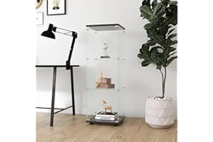 BPKADHY Vitrina de Cristal,125x42x36cm con 3 estantes vitrinas para Salon,Vitrina Cristal de 1 Puerta con Cerradura Vitrina expositora para Colecciones de Vidrio de pie para Dormitorio,Oficina,Negro