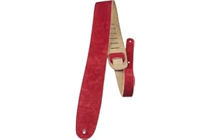 P PERRI'S LEATHERS LTD. Perri’s Leathers Ltd. - Guitar Strap - Suede - Adjustable - for Acoustic/Bass/Electric Guitar - Made in Canada (Red)