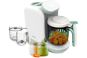 Cecotec Robot de Cocina Bebé, Procesador de Alimentos Nana BabyCare FoodProcessor. Hierve, Tritura, Esteriliza y Calienta Biberones, sin BPA, Apto para Frutas, Verduras y Carnes, Incluye Recetario
