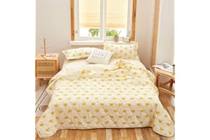 FANSU Bedspread Quilt Single Double Super King Bed Size, Quilted Bed Cover Sofa Blanket Throw Decorative Coverlet Modern Style Microfiber Comforter Bed Sheet (Yellow crown,180x200cm)