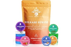 MR MIRYE Shower Steamers Aromatherapy for Women and Men, 20-Pack Organic Shower Bombs with Essential Oil, 5 Scents Shower Steamer Tea Tree, Orange & Vanilla, Sea Salt, Lavender, Peony & Pear