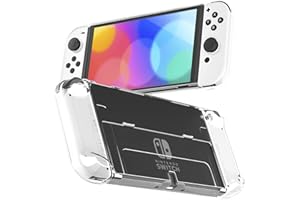 RHOTALL 3 in 1 Transparente Hülle für Nintendo Switch OLED, Klare Dockable Shell Kompatibel mit Switch OLED und Joycon Controller, Comfort Grip Case mit Stoßdämpfung und Anti-Scratch Design