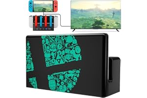 PALPOW Switch TV Dock, Dock Switch Compatible con Nintendo Switch/OLED Cargador de Joypads, Base Switch con 4K/1080P HDMI, Carga Docking Station Multifuncional 7 Colores LED/Puertos USB 3.0