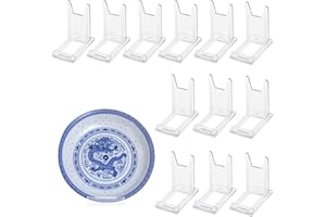 CBOFEIXG Clear Plastic Display Stands, 12pcs Clear Acrylic Display Stand Easels, Adjustable Acrylic Plate Stands for Display, Multifunctional Plate Display Holder for Plates Books Photos Mobile Phones