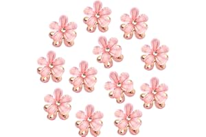 Xzeemo 12 szt. mini spinek do włosów z kwiatami, mini spinka do pazurów, małe klipsy do włosów, antypoślizgowe, dla kobiet, dziewcząt, na wesele, różowe
