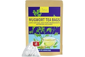 TeeLux Mugwort Tea Bags 40 Count, Natural Pure Mugwort Leaves, Caffeine Free, Healthy, Dried Mugwort Herbal Tea