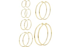 Roheafer Clip On Hoop Earrings - Women's Fake Hoop Earrings Set for Non-Pierced Ears - 6 Sizes
