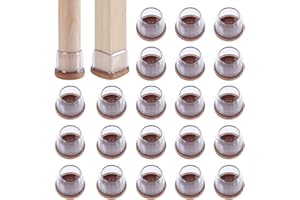 RCHYFEED 29-34mm Stuhlbeinkappen mit Filzpolstern Transparente Silikon, 24 STK Elastische Schutzkappen für Stuhlbeine Rund Gummi Stumm & Kratzfest, Stuhlbeinschoner mit Filz 1,25'' Filzgleiter