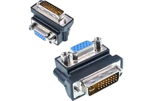 Oiyagai 2-Pack Adattatore VGA Femmina a DVI 24+5 Maschio, Connettore Convertitore Angolato 90° per Monitor, Proiettore, PC