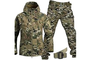 MHNFGDSE Men Tactical Uniforms Military Waterproof Army Combat Suit Sets Camouflage Softshell Jacket Pants Hunt Clothes BDU Hunting Military Uniform Shooting Militar Clothes Suit