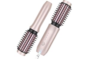ITAYGA Brosse de fer à friser sans fil, nouvelle mini brosse de fer à friser de voyage portable pour femmes, brosse de fer à friser à ions négatifs rechargeable par USB 7000mAh, Rose