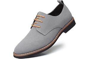 HALFWORD Men's Suede Leather Oxford Shoes Classic Lace Up Business Casual Shoes