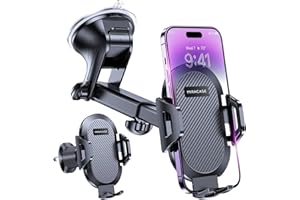 Miracase [4 en 1] 2025 Support Téléphone Voiture [Militaire Ventouse & 360° Rotation] Porte Telephone Voitureadapté Tableau Bord & Pare-Brise & Bouches & Table Compatible Tous Smartphones 4.0''-7.0''