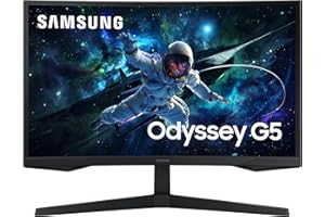 Samsung Monitor Gaming Odyssey G5 (S27CG554), Curvo (1000R), 27", 2560x1440 (WQHD 2K), HDR10, VA, 165 Hz, 1 ms (MPRT), FreeSync, HDMI, Display Port, Ingresso Audio, Flicker Free, Eye Saver Mode