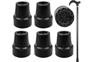 HUACOMMERCE 6 Pack 19mm (3/4") Heavy Duty Walking Stick Rubber Ends - Non-Slip All-Terrain Rubber Tips for Canes & Crutches | Durable Black Rubber ferrules for Seniors, Hiking & Mobility Support