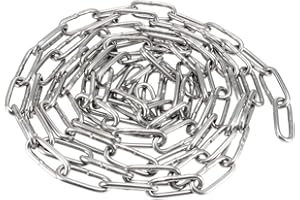 sourcing map Stainless Steel 304 Hardened Proof Coil Chain 2m Length 3mm Thickness Zinc Plated