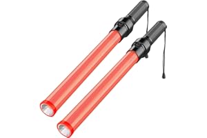 RoadHero 2 Pack Traffic Batons, 21 Inch LED Traffic Control Batons, Night Safety Light Wands with 3 Flashing Modes, Air Marshaling Signal Wand Plus White LED on Tip for Airport, Parking, Car Directing