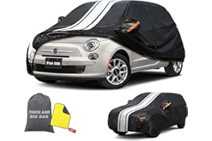 Cowtcver Housse de Voiture Extérieur pour 2010-2025 Fiat 500, Bâche Voiture Étanche Respirante Contre Pluie Soleil Poussière, Housse de Protection Voiture avec Zip et Doublure en Coton.