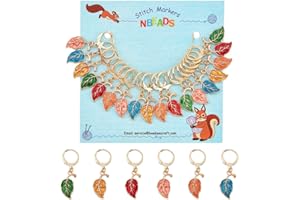 nbeads 18 Marqueurs Point de Feuille, Alliage Émail Crochet Marqueur de Point Breloques Marqueur Tricot de Verrouillage avec 304 Fermoir Acier Inoxydable pour Tissage Couture Fabrication Bijoux