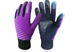 FINGER TEN Kids Cycling Gloves Winter Full Finger Warm Touchscreen Running, Boys Girls Glove Grip Liner Thermal for Gardening School Sport Outdoor Windproof Waterproof Aged 5-12
