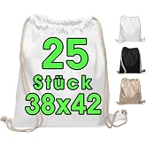 B Cotton Sports Bag, Pack of 25, 38 x 42 cm, Sports Bag, Backpack, Canvas Bag, Cotton Bag, Jute Bag with OEKO-TEX&reg; Certificat