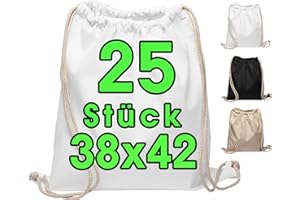 ELES VIDA Borsa da palestra in cotone 25 pezzi 38x42cm - Borsa sportiva - Zaino Borsa in tela, Borsa in tela certificata OEKO-TEX® Borsa per la spesa Sacca da palestra Sacca per set di pittura