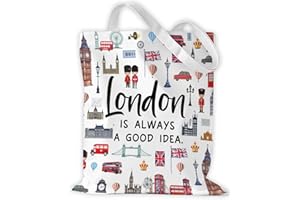 CUMNVULNT London Geschenk Handtasche, London Geschenk, London Souvenir, Vintage Tasche, Einkaufsbeutel, Vintage Taschen, Stofftasse, für Alltag, Shopping & Geschenke, Canvas, 40×35CM, Doppelseitig Bedruckt