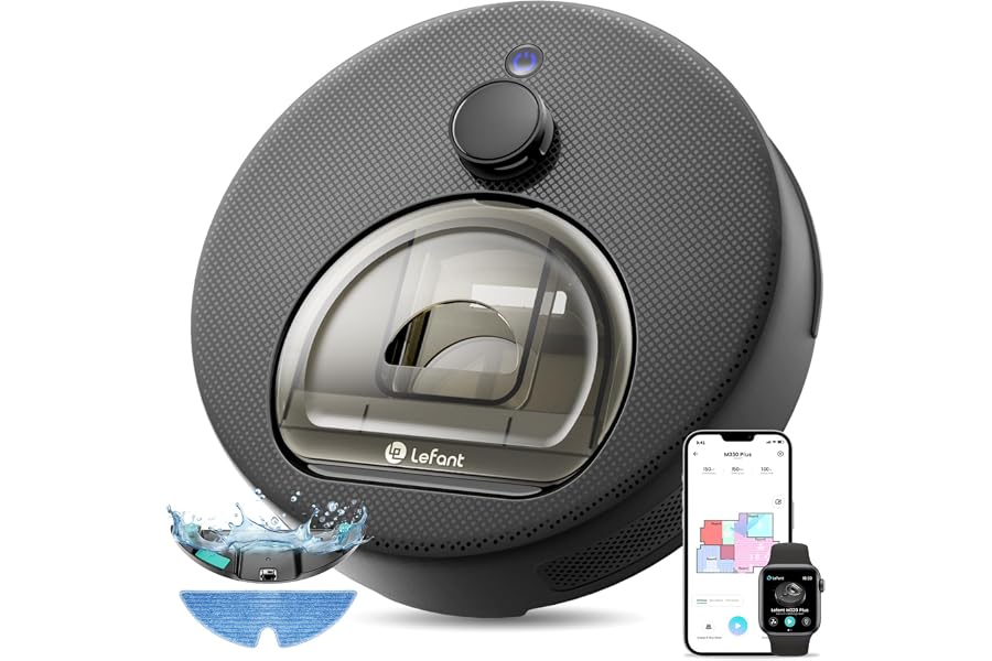 Lefant M330 Plus Robot Vacuum Cleaner with Mapping, 5000Pa Suction, Laser dToF, 150min, Anti-Tangle, Avoid Carpets, Alexa APP WiFi, Ideal for Pets