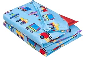 Wildkin Microfiber Nap Mat Cover for Boys & Girls, Sewn-in Flap Design Rest Mat Cover, Perfect for Preschool and Daycare (Trains, Planes & Trucks)