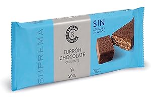 Castillo de Jijona - Torrone Cioccolato Croccante Senza Zucchero 200gr - Torrone Senza Zucchero - Morbido e Croccante - Senza Glutine - Qualità Suprema - Ricetta Artigianale - Made in Spagna (Jijona)