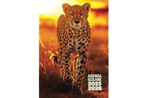Agenda scolaire 2025 2026 Animaux sauvages : Léopard & guépard | Journalier 1 jour par page | Petit format 12x17 | Fille, garçon: Primaire, collège, lycée, étudiant | Original | 1 page par jour