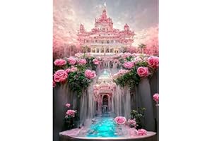 Taasmoog 5D Diamond Painting kit Completo, Pittura Diamante 5D Fai da Te, Kit di Pittura Ricami a Croce fai -da -te per la Decorazione Della Parete Domestica(Castello e Rosa (castello rosa e rose)