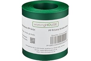 Tiras de privacidad de PP de Workinghouse de 1,1 mm de grosor - resistentes a la intemperie, sin mantenimiento, indeformables - 10 tiras cada una de 2,55 m de largo x 19 cm de alto (Verde)