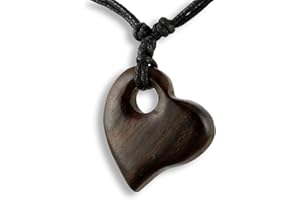 Island Piercings Halskette Herz Anhänger aus Holz Handarbeit längenverstellbar N283