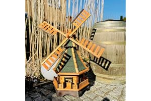 DARLUX Mulino a vento decorativo da giardino in legno con cuscinetti a sfera, marrone, dimensioni (verde XXL)