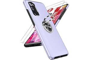 LeYi Etui do Samsung Galaxy S20 FE 5G/4G Pierścień Stojak + 2 Osłona ekranu, 360°Chroniony aparatem, guma PC i TPU wojskowy silikon odporny na zarysowania + wstrząsoodporny monety wzmocnione fioletowe